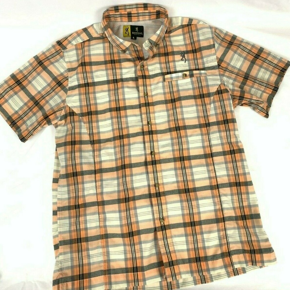 Browning Plaid Shirt Mens Large Button Front
